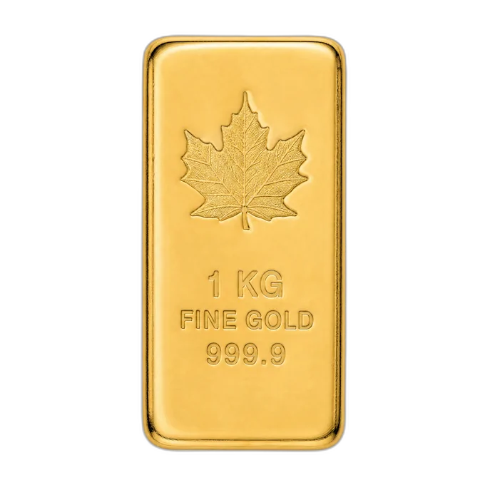 A 1 kg gold bar, photographed from above
